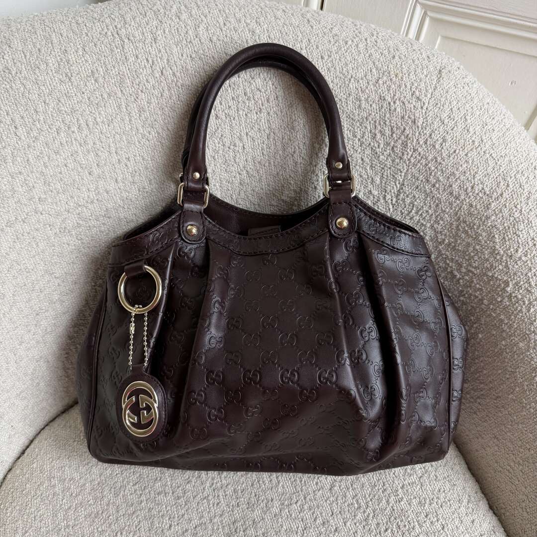 Gucci Guccissima Sukey Leather Brown Tote Bag