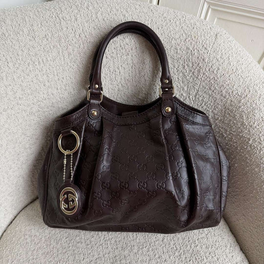 Gucci Guccissima Sukey Leather Brown Tote Bag