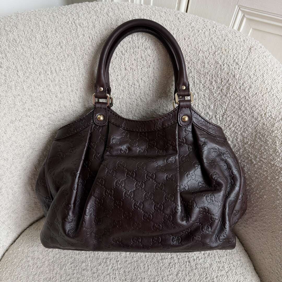 Gucci Guccissima Sukey Leather Brown Tote Bag