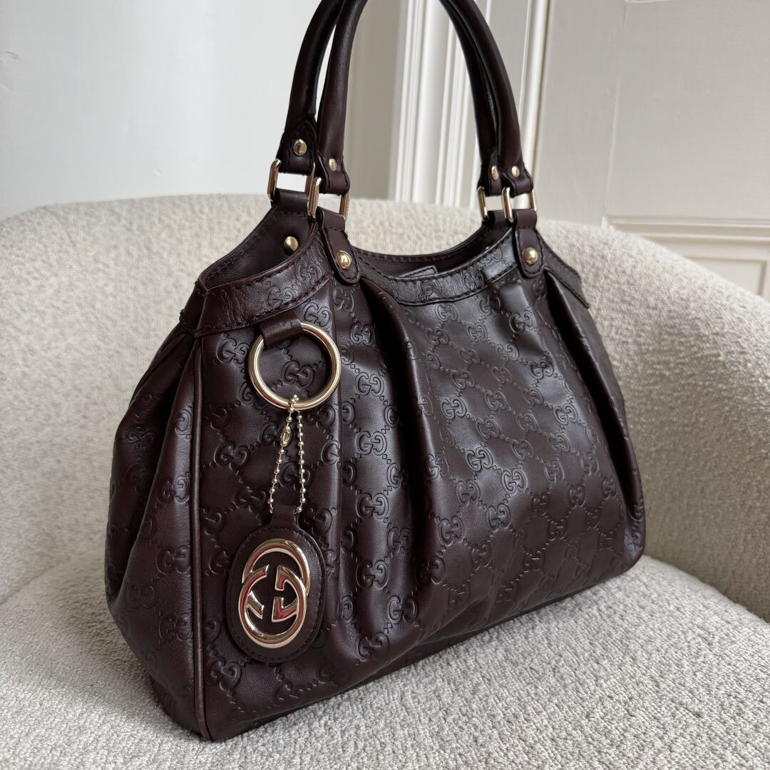 Gucci Guccissima Sukey Leather Brown Tote Bag