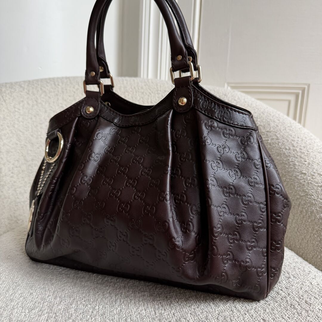 Gucci Guccissima Sukey Leather Brown Tote Bag