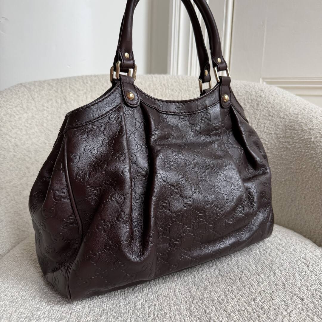 Gucci Guccissima Sukey Leather Brown Tote Bag