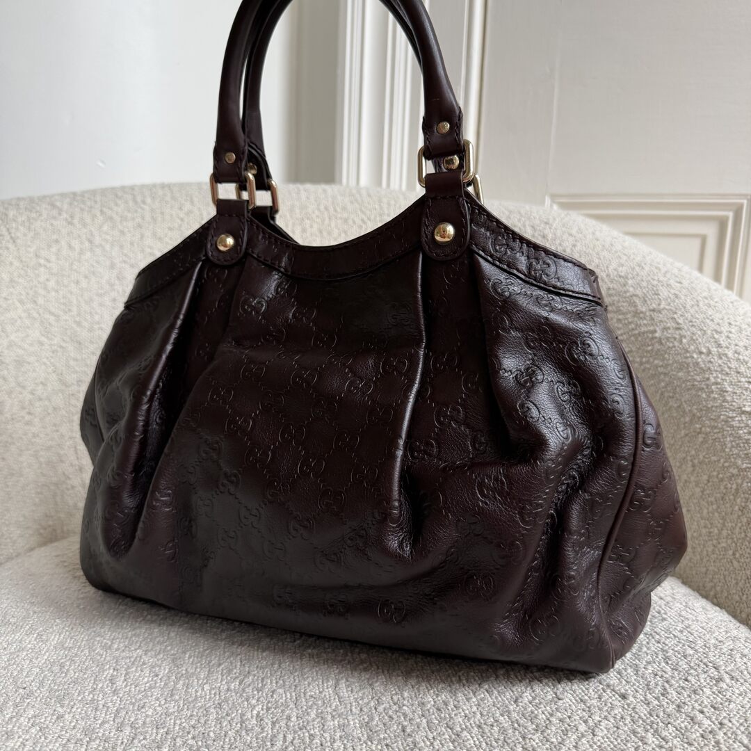 Gucci Guccissima Sukey Leather Brown Tote Bag