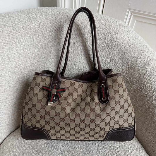 Gucci GG Canvas Princy Brown Tote Bag
