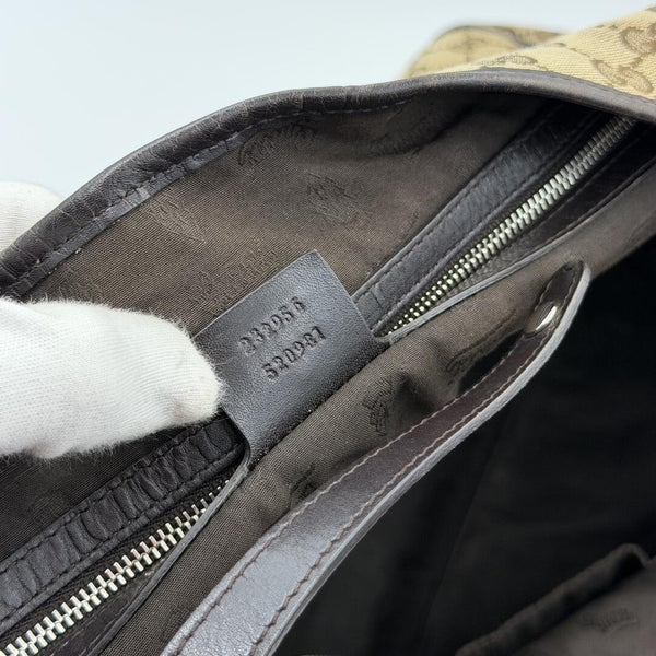 Gucci GG Canvas Twins Black Leather Tote Bag