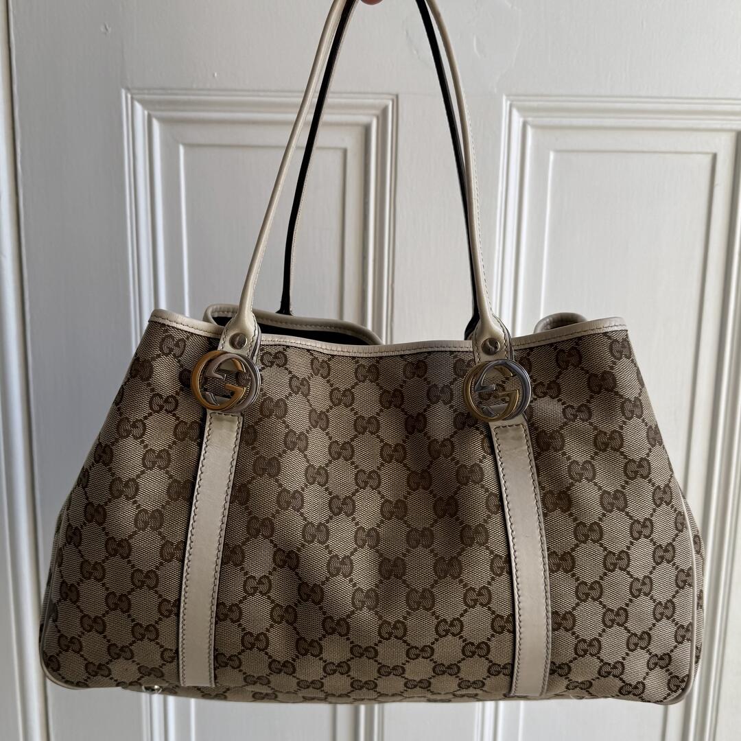 Gucci GG White Twins Tote Bag