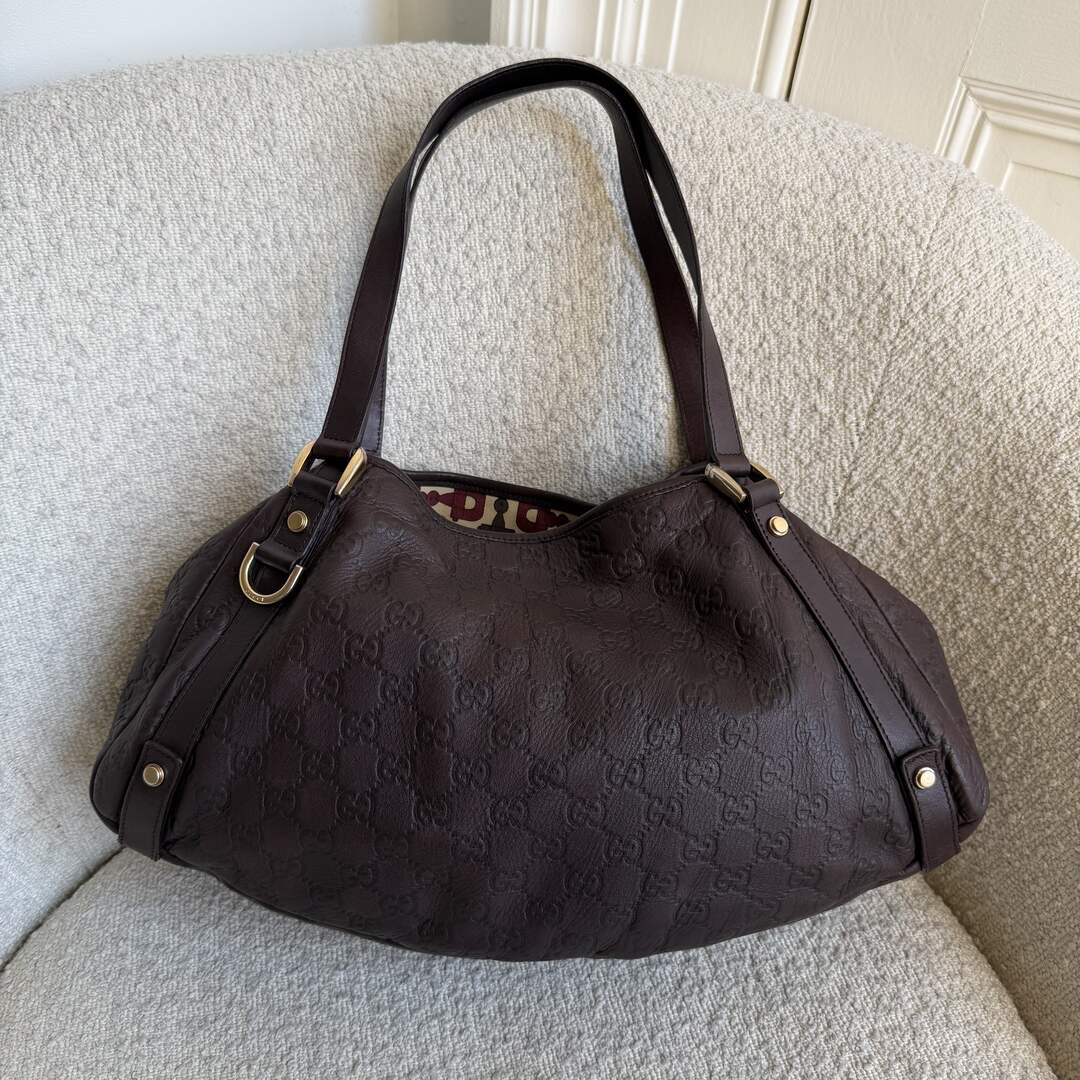 Gucci Guccissima Abbey Leather Brown Tote Bag