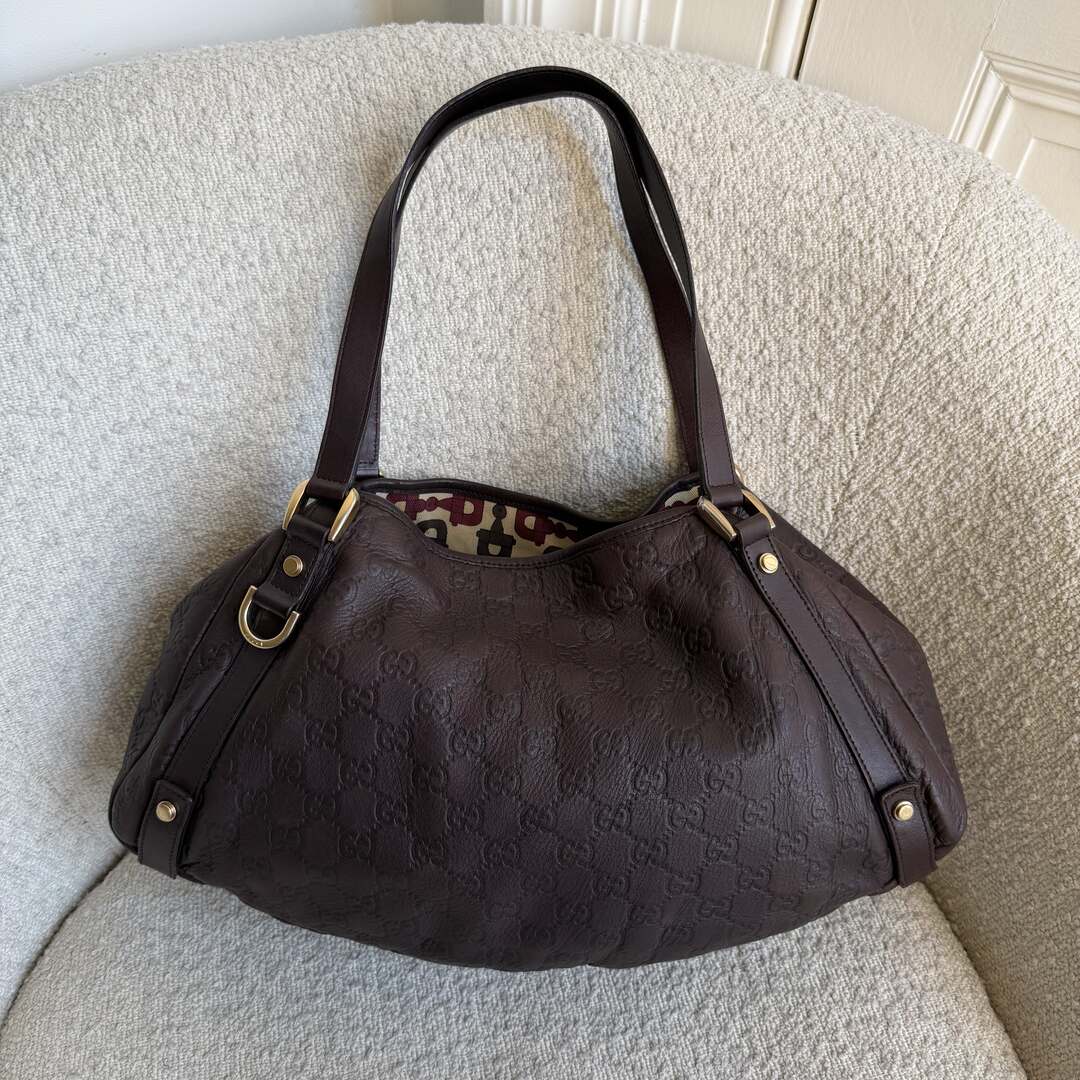 Gucci Guccissima Abbey Leather Brown Tote Bag