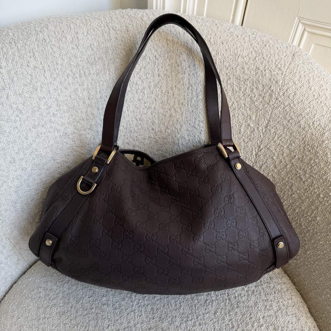 Gucci Guccissima Abbey Leather Brown Tote Bag