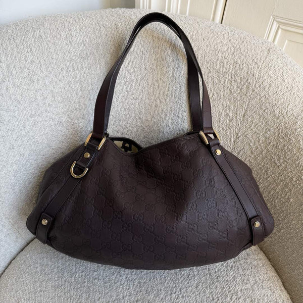 Gucci Guccissima Abbey Leather Brown Tote Bag