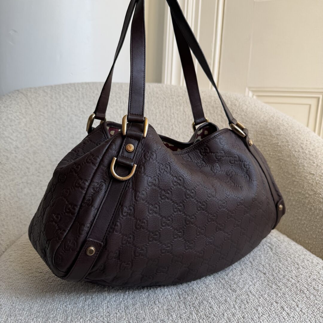 Gucci Guccissima Abbey Leather Brown Tote Bag