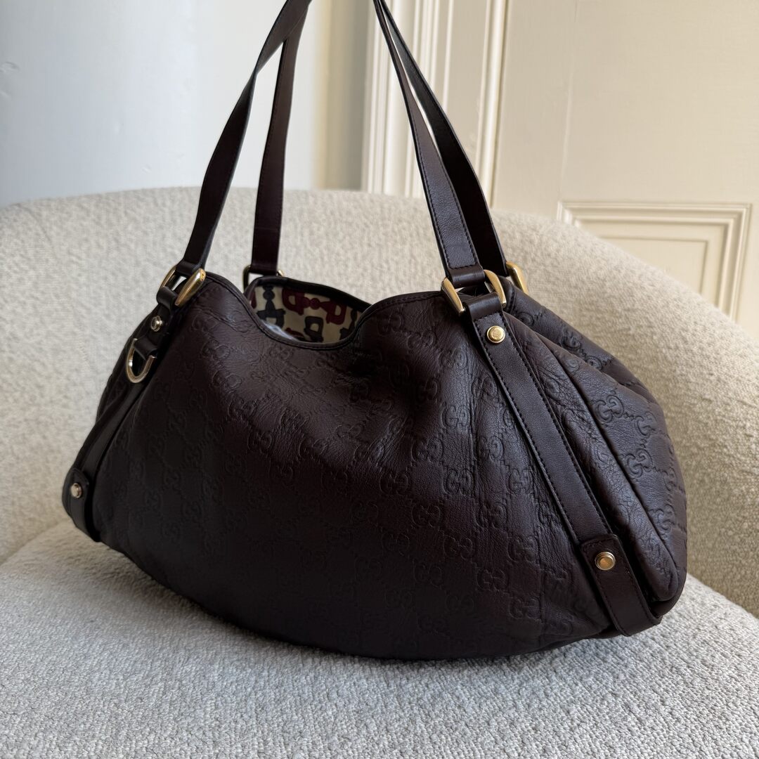 Gucci Guccissima Abbey Leather Brown Tote Bag