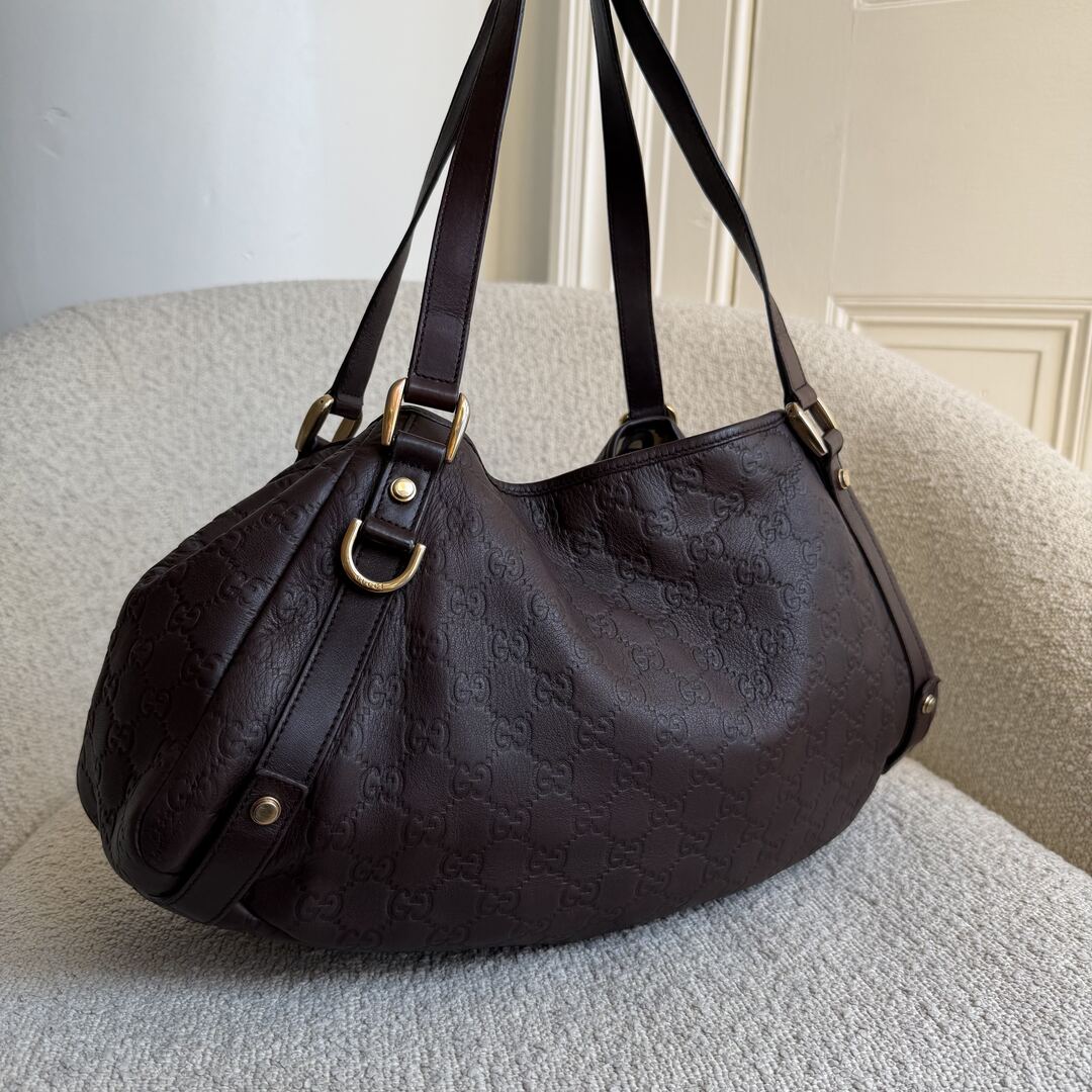 Gucci Guccissima Abbey Leather Brown Tote Bag