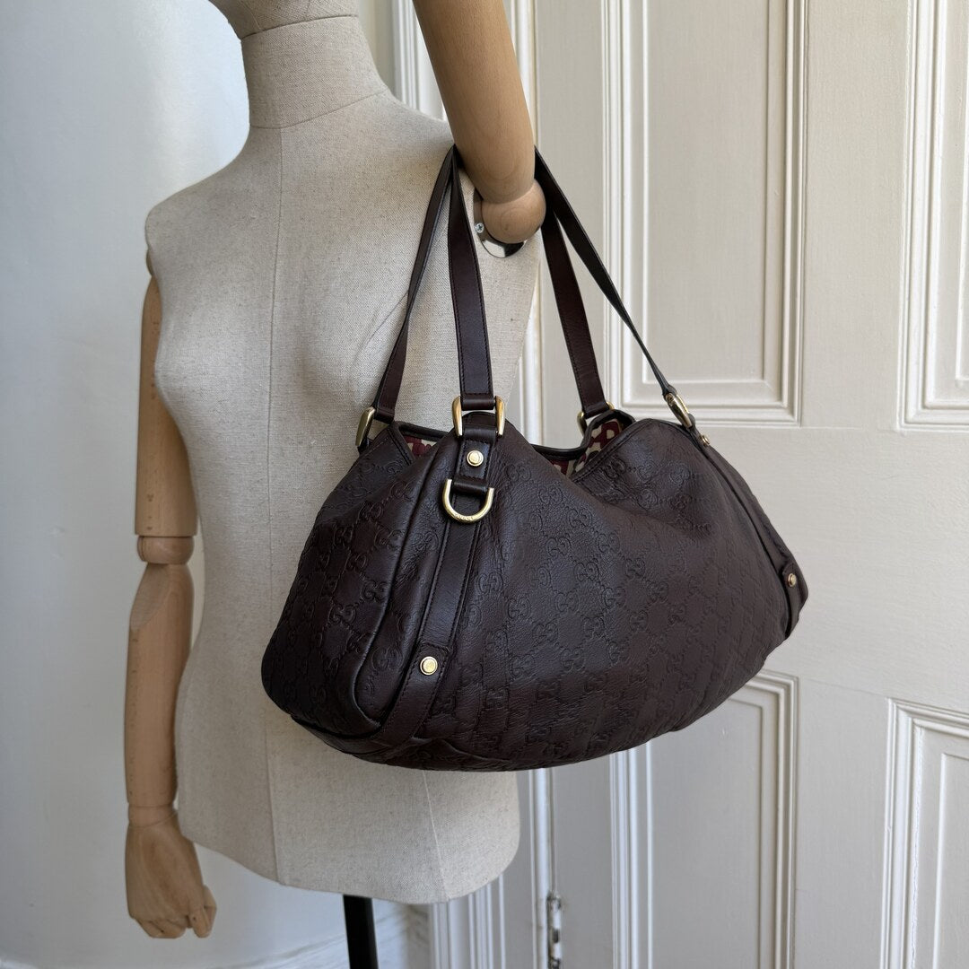 Gucci Guccissima Abbey Leather Brown Tote Bag