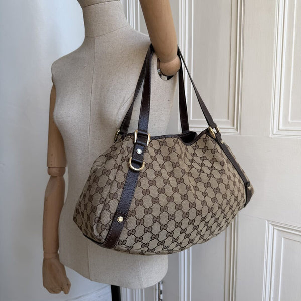Gucci GG Canvas Abbey Brown Tote Bag