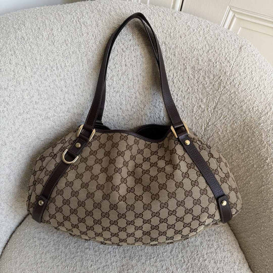 Gucci GG Canvas Abbey Brown Tote Bag