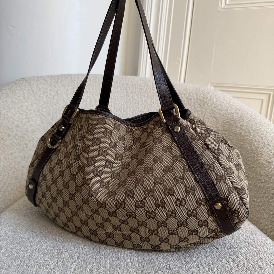 Gucci GG Canvas Abbey Brown Tote Bag