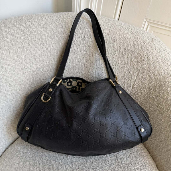 Gucci Guccissima Abbey Leather Black Tote Bag