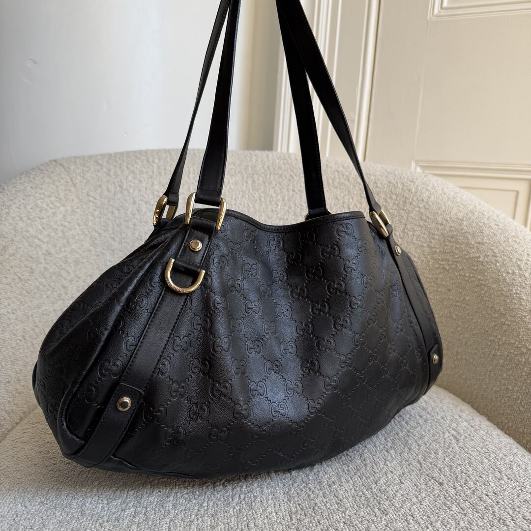 Gucci Guccissima Abbey Leather Black Tote Bag