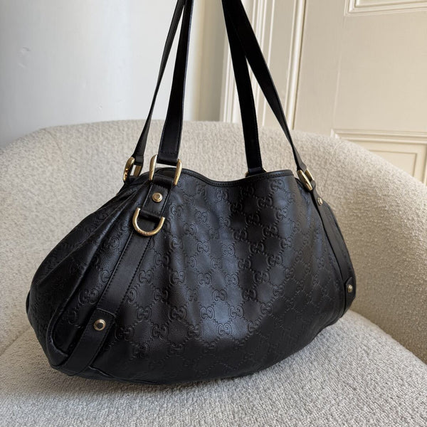 Gucci Guccissima Abbey Leather Black Tote Bag