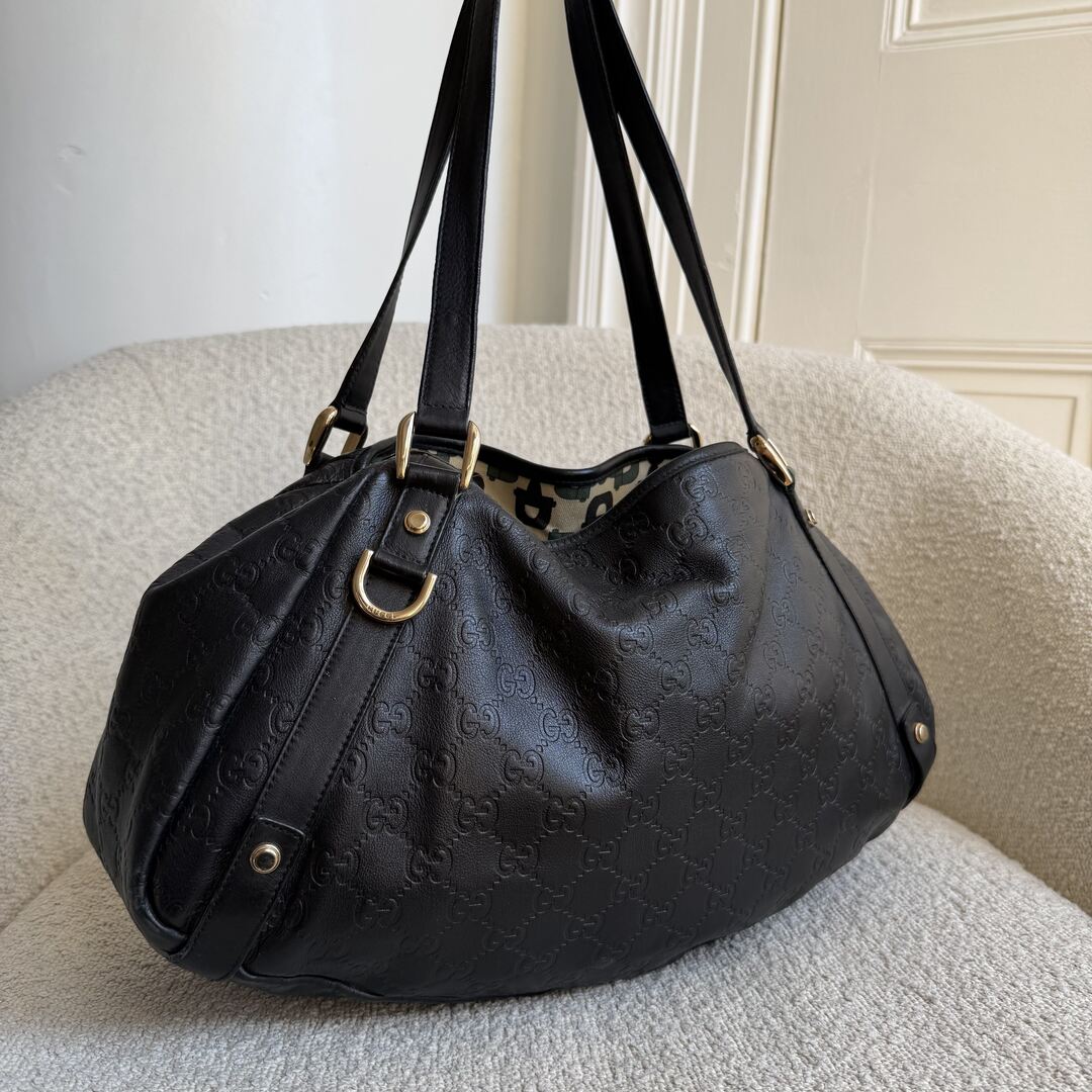 Gucci Guccissima Abbey Leather Black Tote Bag