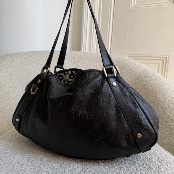 Gucci Guccissima Abbey Leather Black Tote Bag