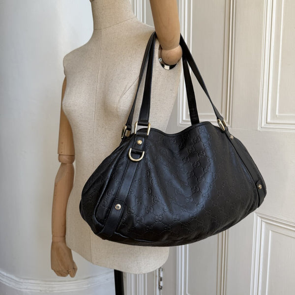 Gucci Guccissima Abbey Leather Black Tote Bag