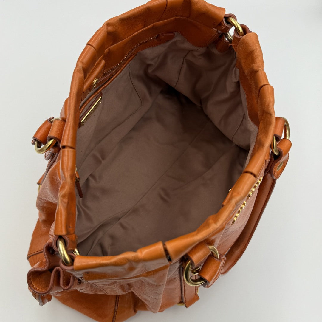 Miu Miu Vitello Orange Leather Handbag