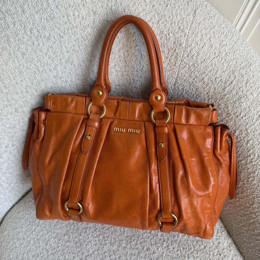 Miu Miu Vitello Orange Leather Handbag