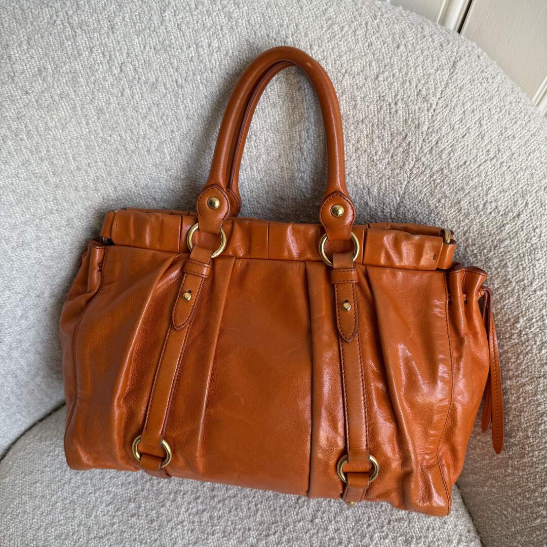 Miu Miu Vitello Orange Leather Handbag