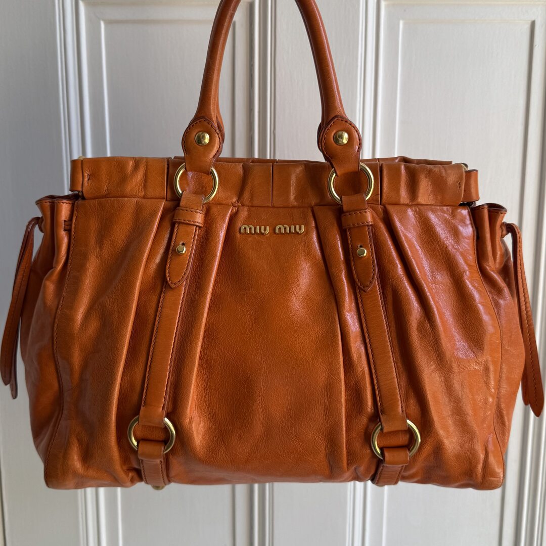 Miu Miu Vitello Orange Leather Handbag