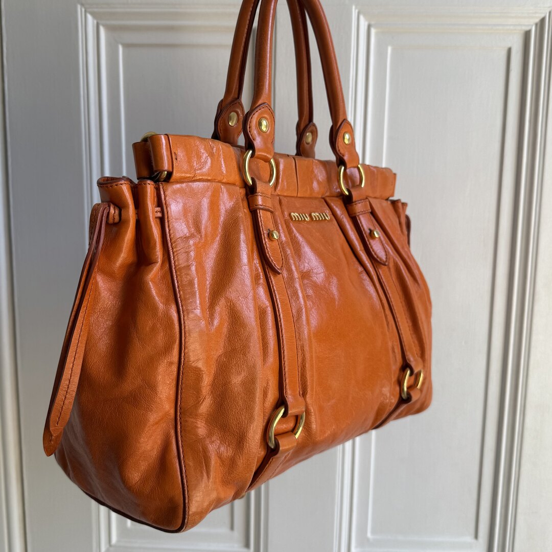 Miu Miu Vitello Orange Leather Handbag