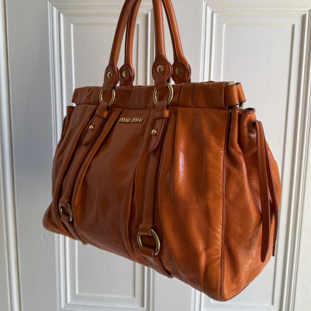 Miu Miu Vitello Orange Leather Handbag