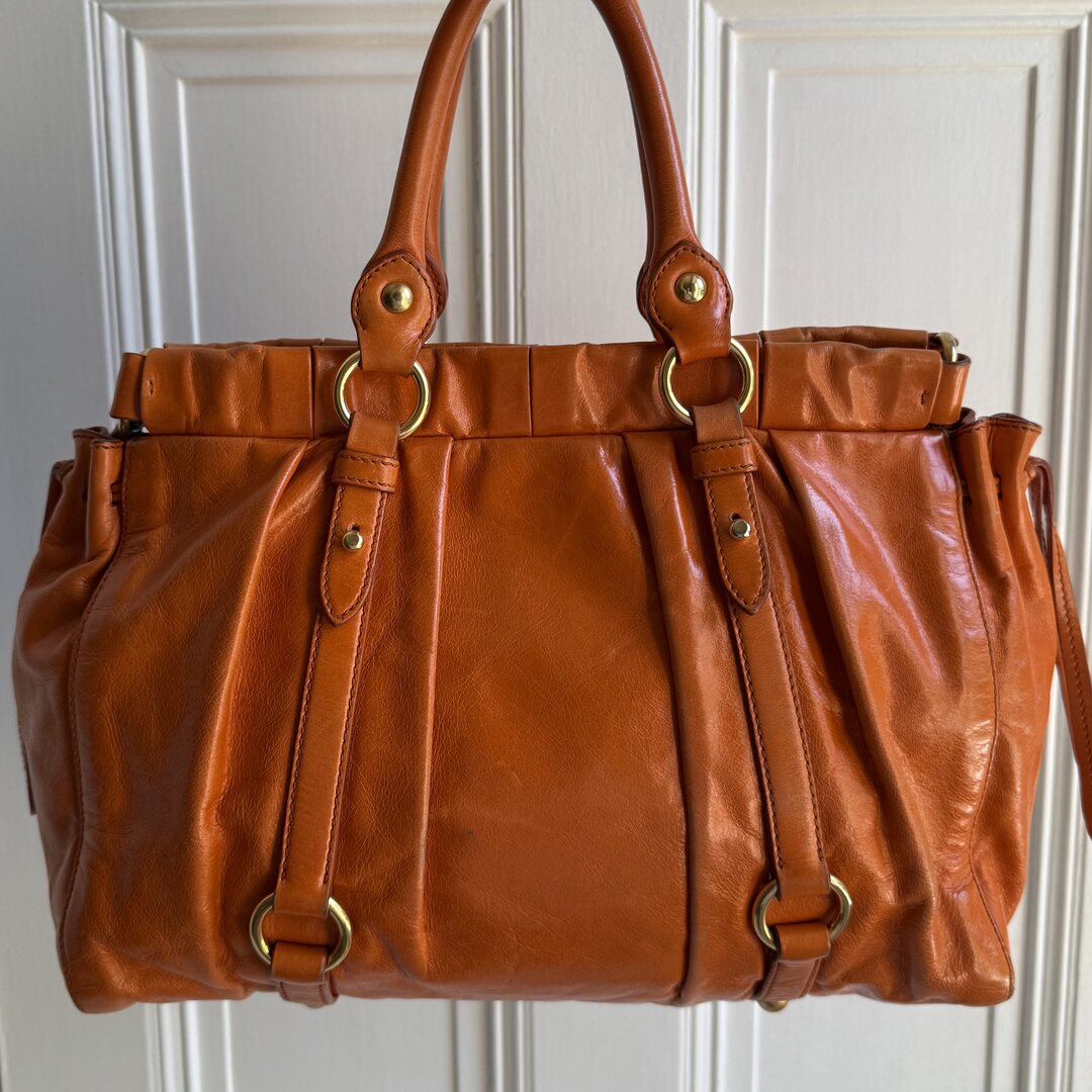 Miu Miu Vitello Orange Leather Handbag