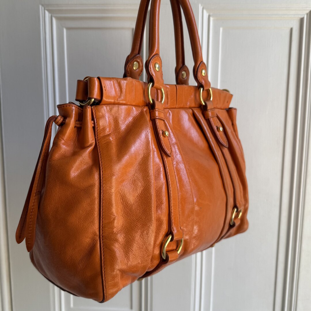 Miu Miu Vitello Orange Leather Handbag