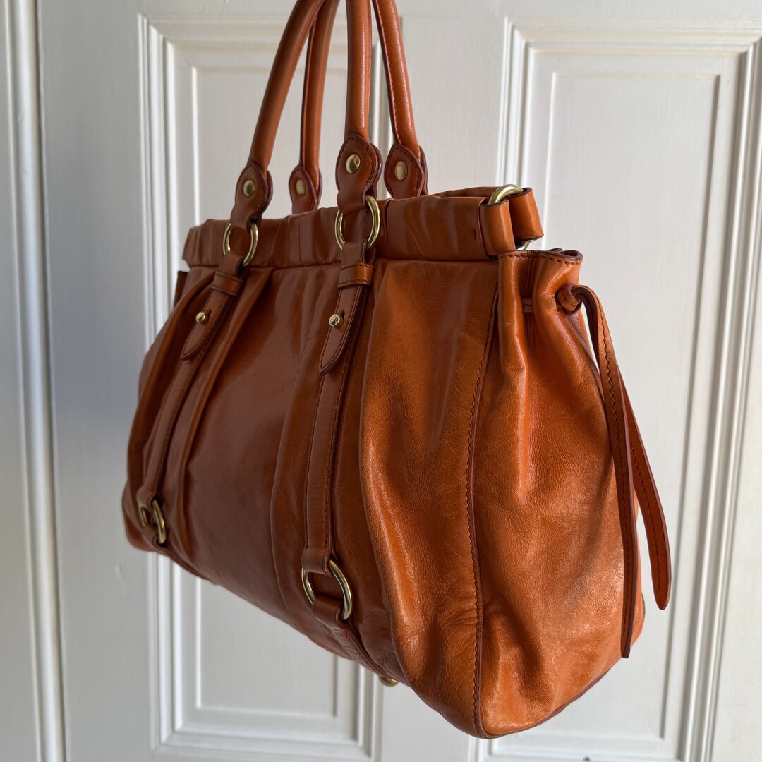 Miu Miu Vitello Orange Leather Handbag