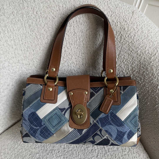 Coach Patchwork Signature Denim Shoulder Bag