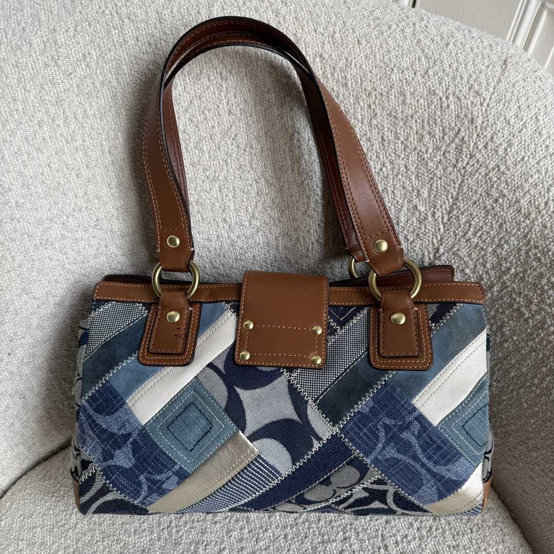 Coach Patchwork Signature Denim Shoulder Bag