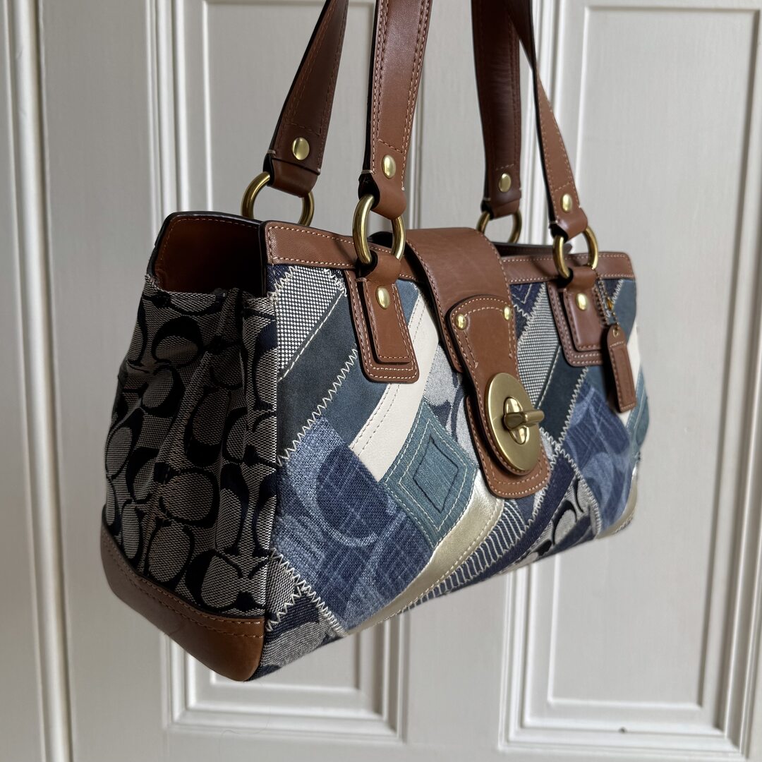 Coach Patchwork Signature Denim Shoulder Bag