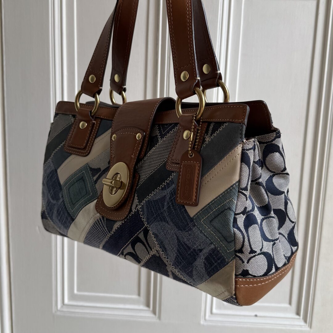 Coach Patchwork Signature Denim Shoulder Bag