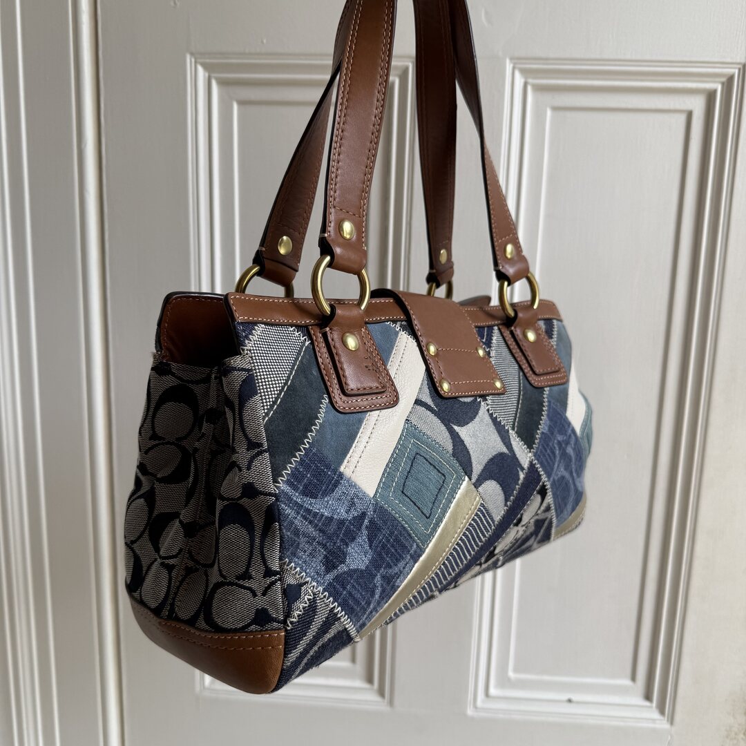Coach Patchwork Signature Denim Shoulder Bag