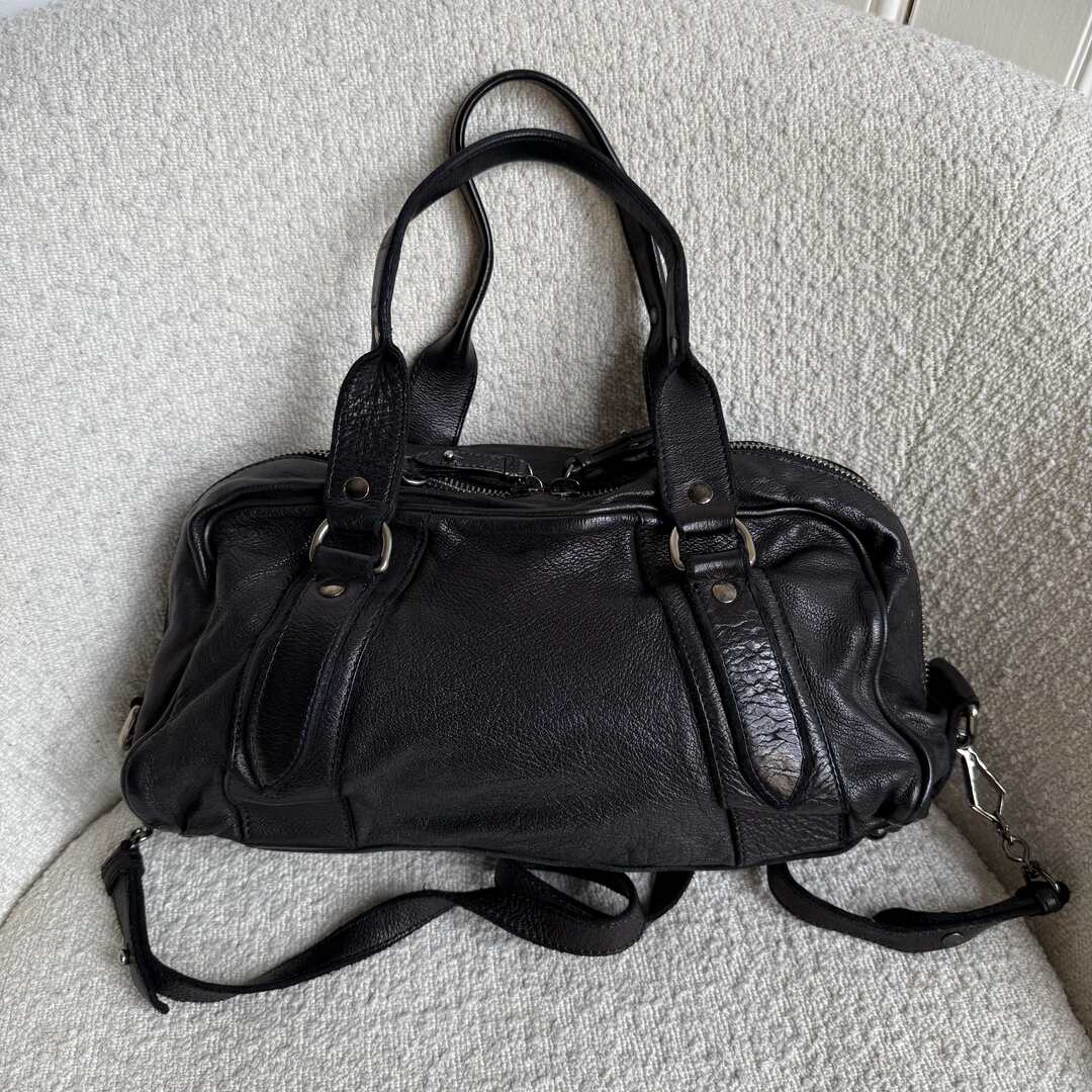 Archive Miu Miu Black Leather Flower Shoulder Bag
