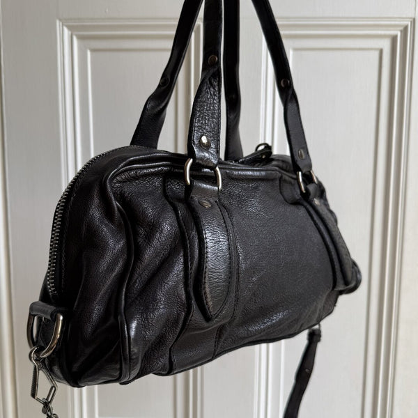 Archive Miu Miu Black Leather Flower Shoulder Bag