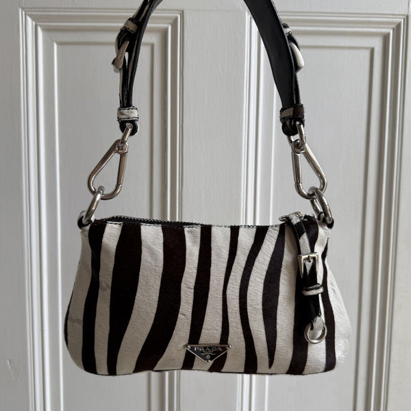 Rare Prada Zebra Pony Hair Shoulder Bag