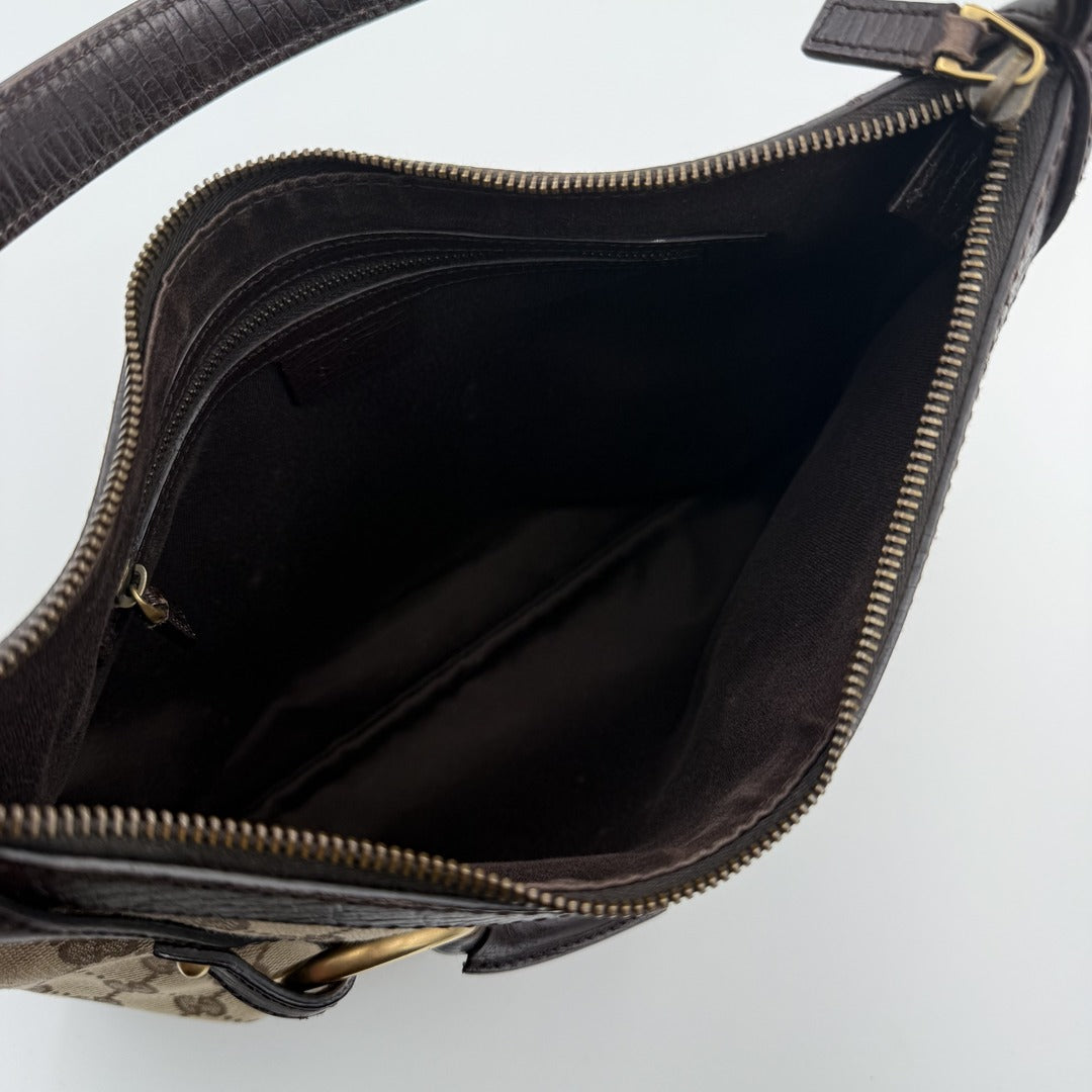 Gucci GG Canvas Horsebit Brown Shoulder Bag