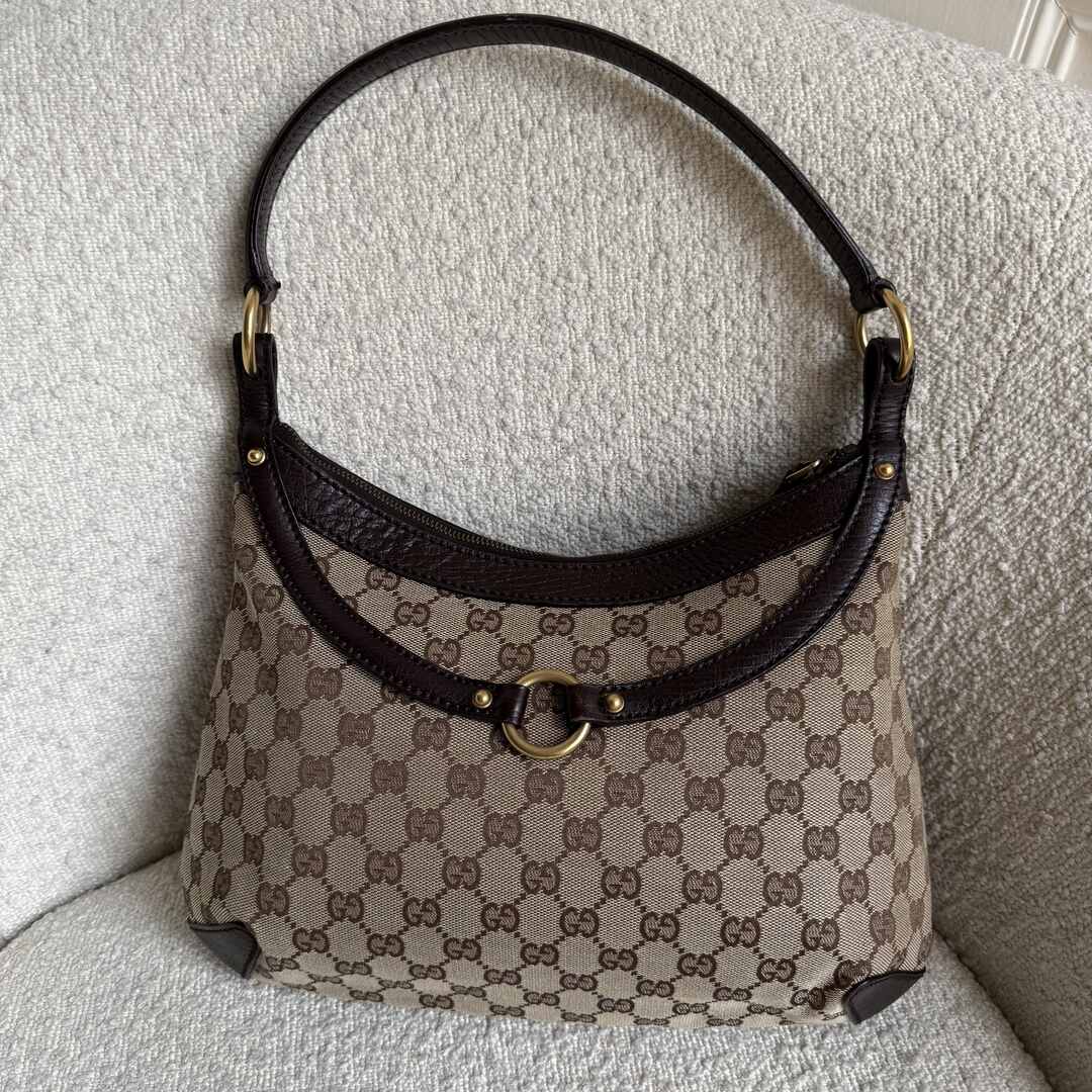 Gucci GG Canvas Horsebit Brown Shoulder Bag