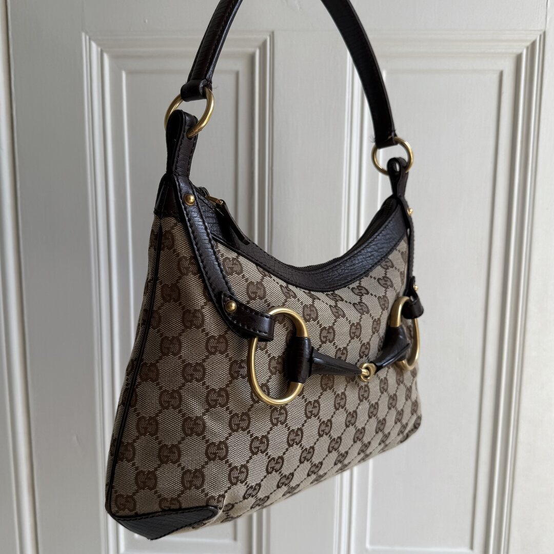 Gucci GG Canvas Horsebit Brown Shoulder Bag