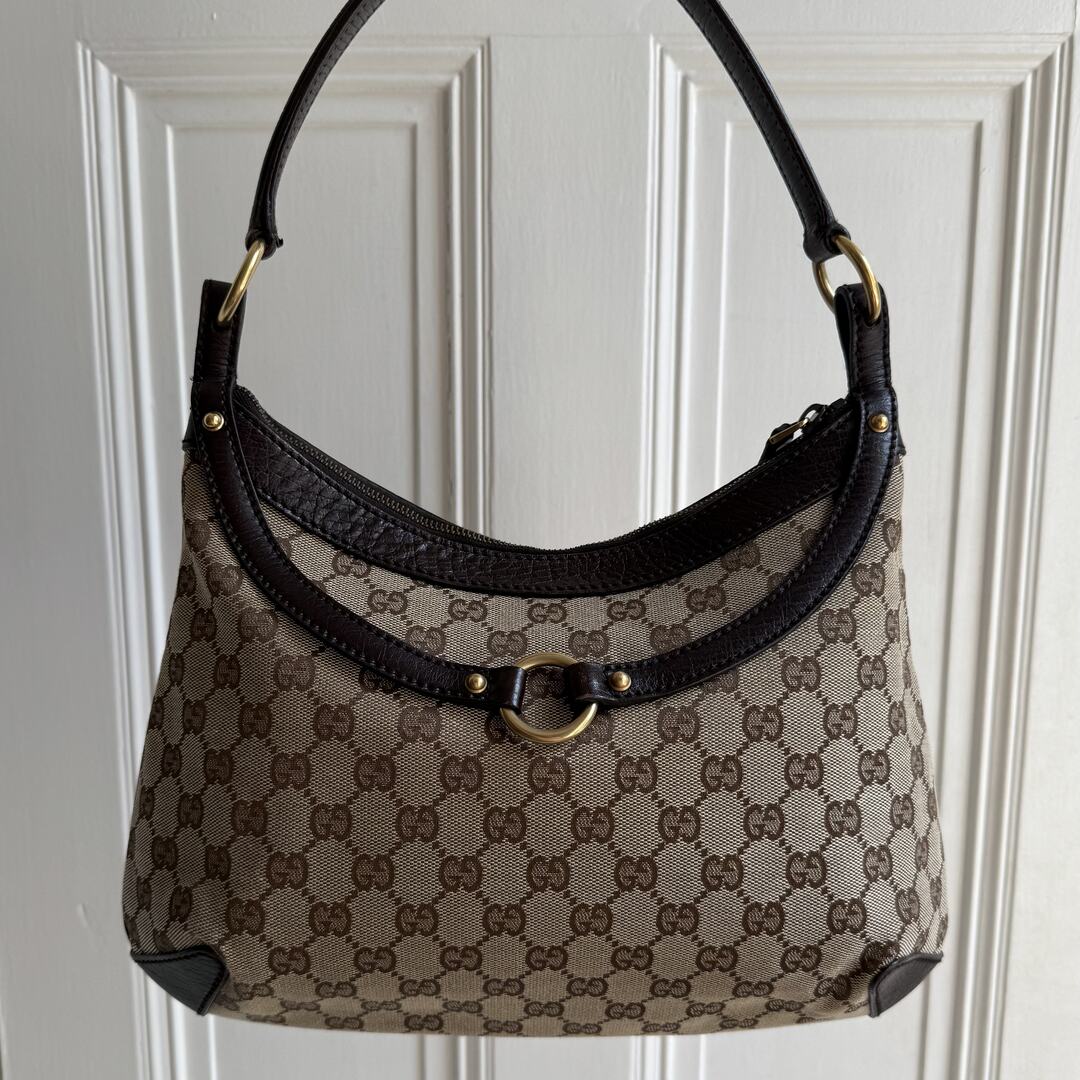 Gucci GG Canvas Horsebit Brown Shoulder Bag