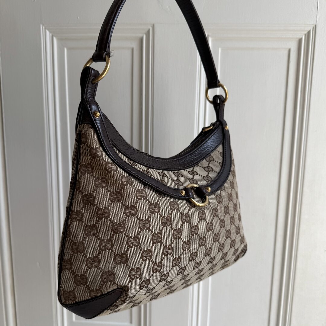 Gucci GG Canvas Horsebit Brown Shoulder Bag
