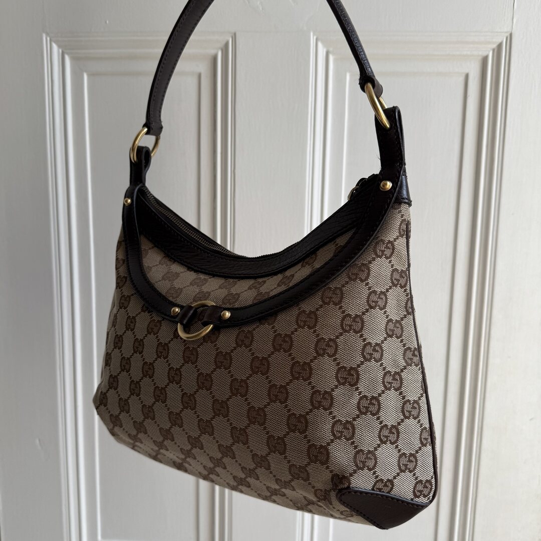 Gucci GG Canvas Horsebit Brown Shoulder Bag